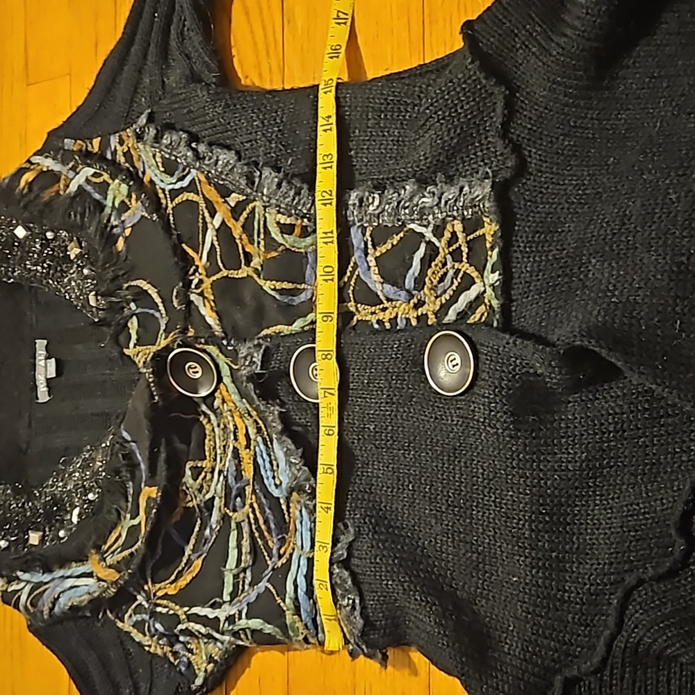 Roz & Ali Boho PM Black Asymmetric Cardigan - Picture 9 of 17